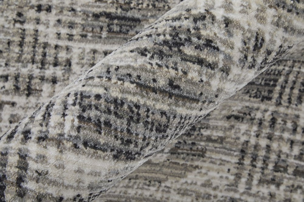 9' X 13' Gray and Ivory Abstract Power Loom Area Rug