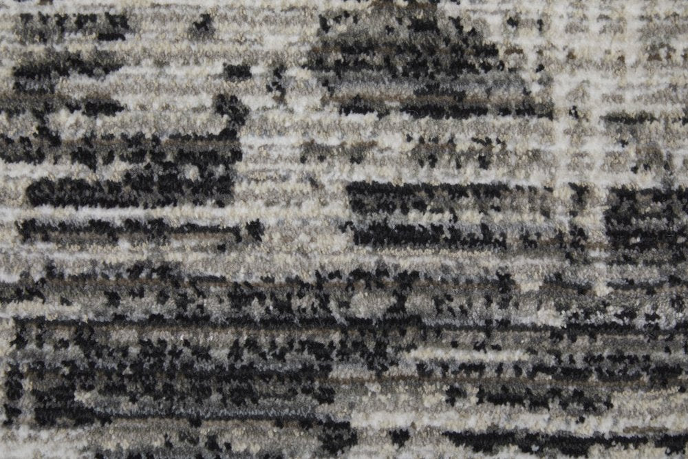 9' X 13' Gray and Ivory Abstract Power Loom Area Rug