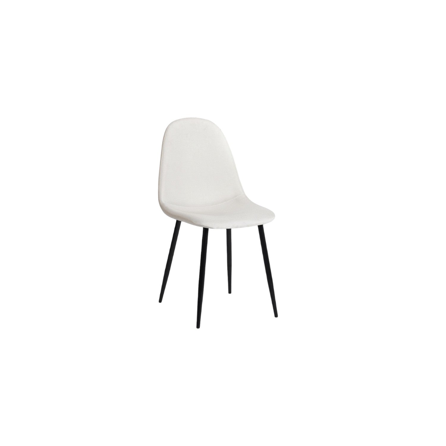 Set of Four Beige and Black Fabric and Metal Dining Side Chairs