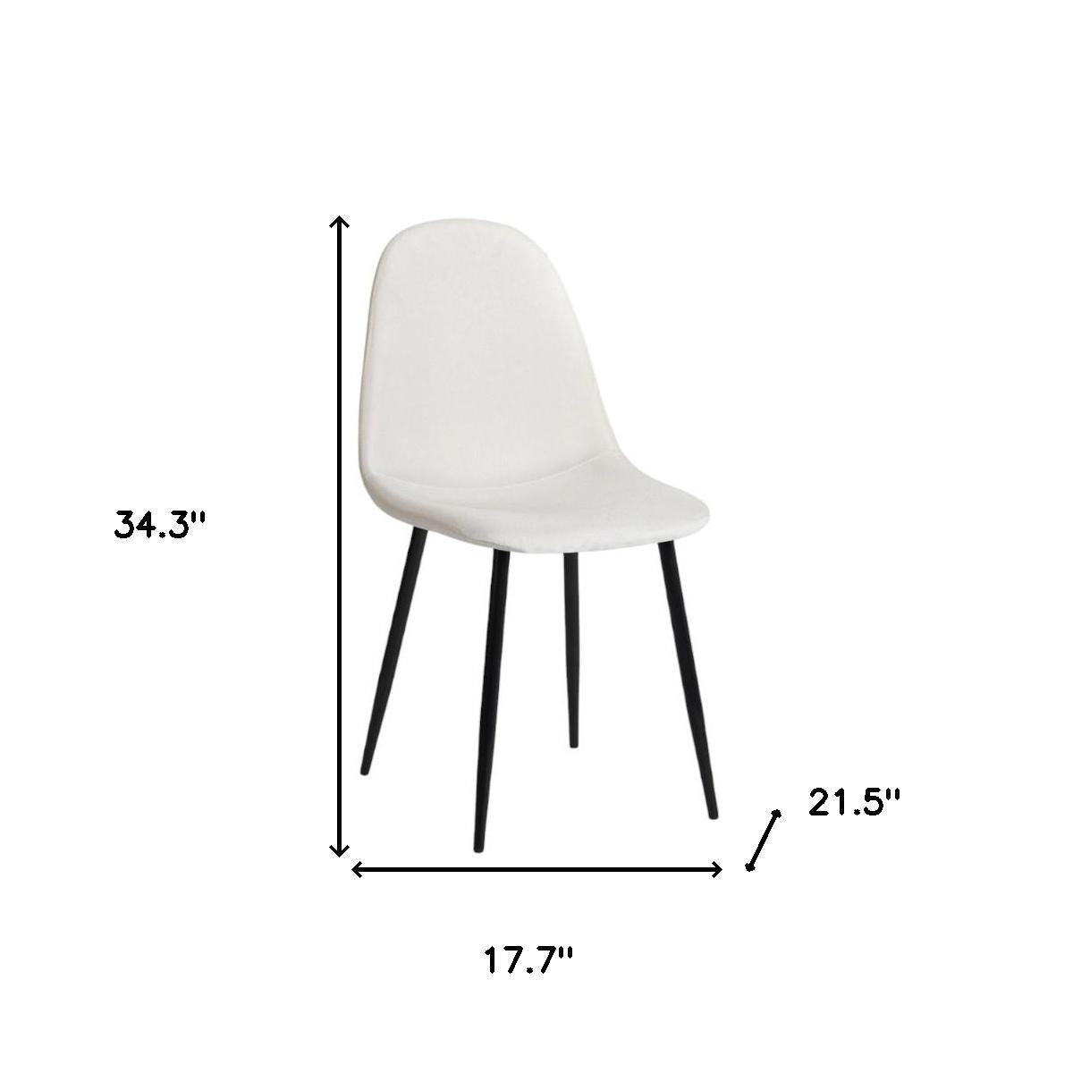 Set of Four Beige and Black Fabric and Metal Dining Side Chairs
