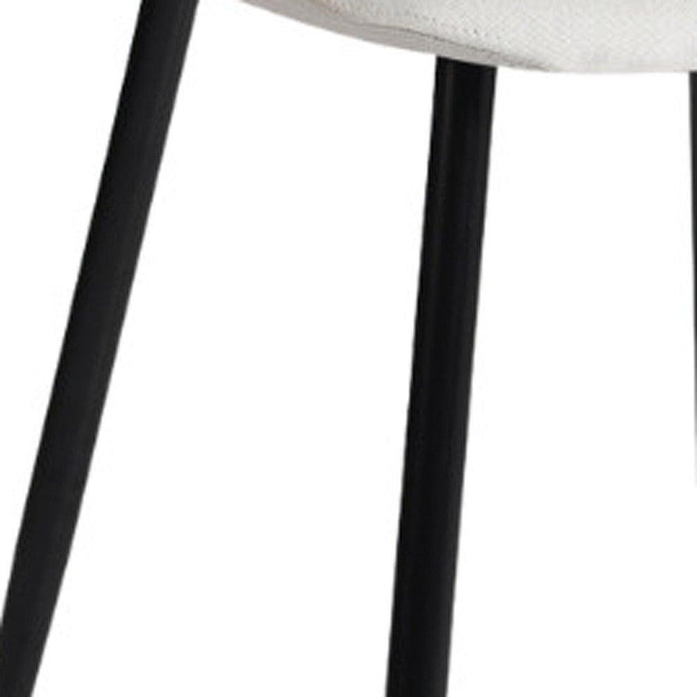 Set of Four Beige and Black Fabric and Metal Dining Side Chairs