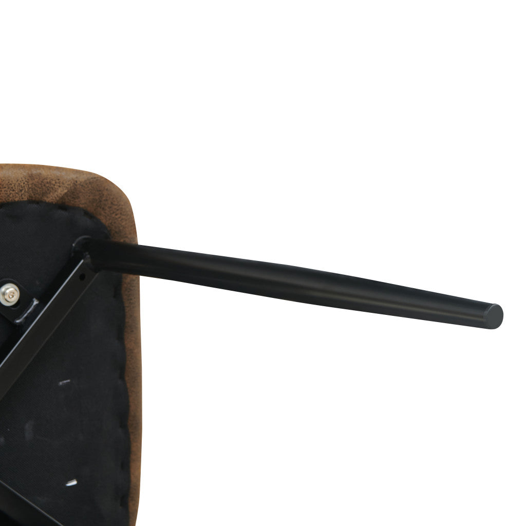 Set of Four Brown and Black Suede and Metal Dining Side Chairs