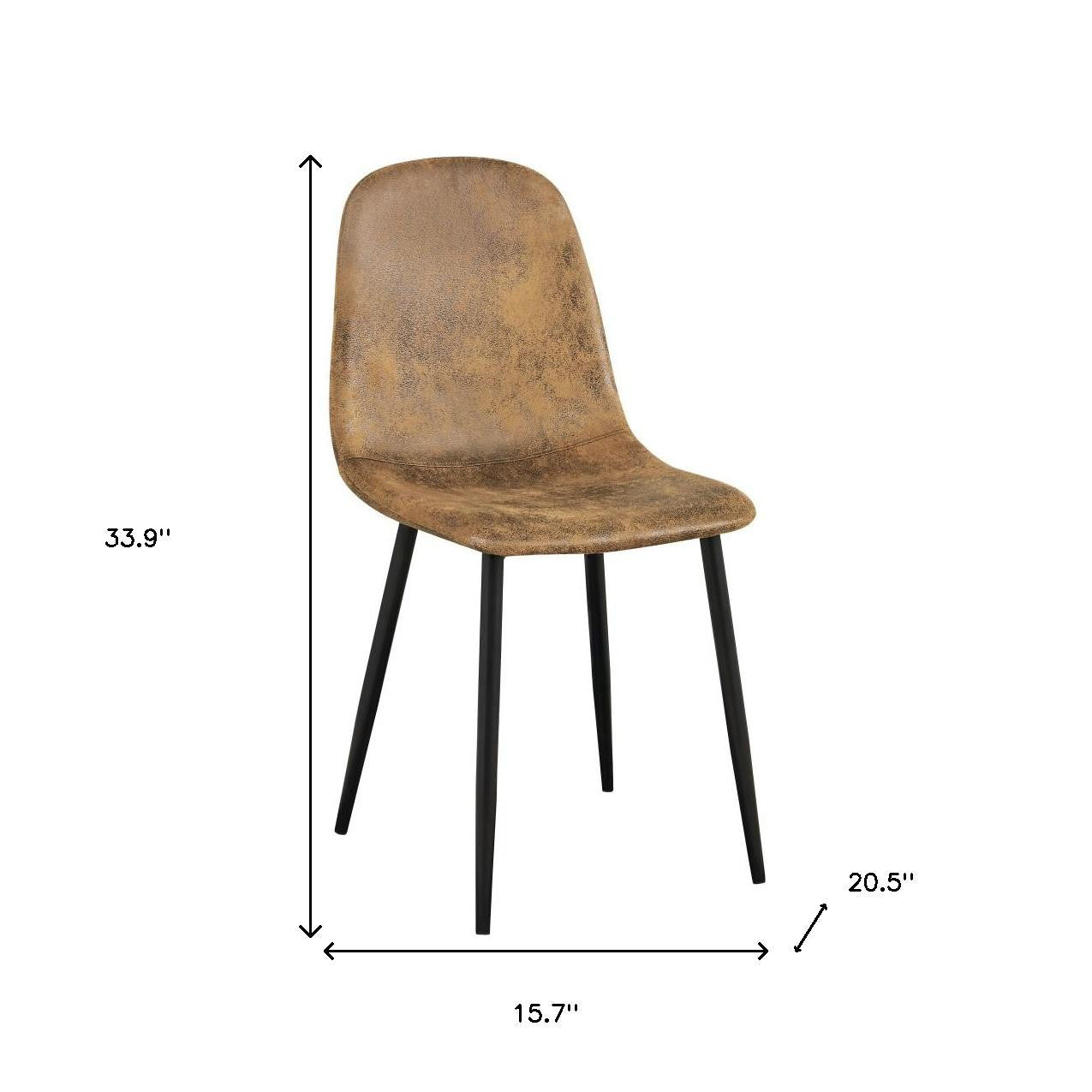 Set of Four Brown and Black Suede and Metal Dining Side Chairs