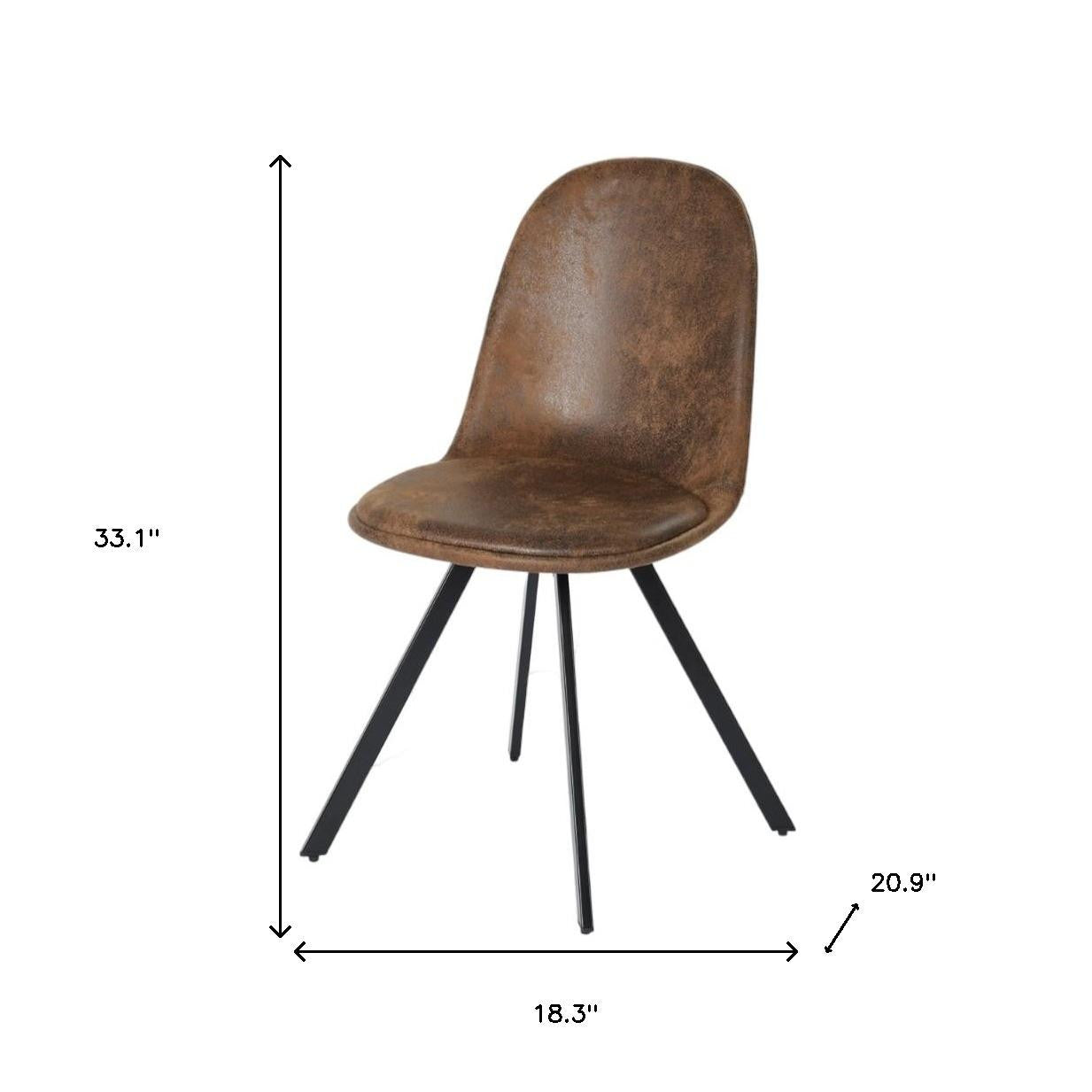 Set of Four Brown and Black Upholstered Suede Dining Side Chairs