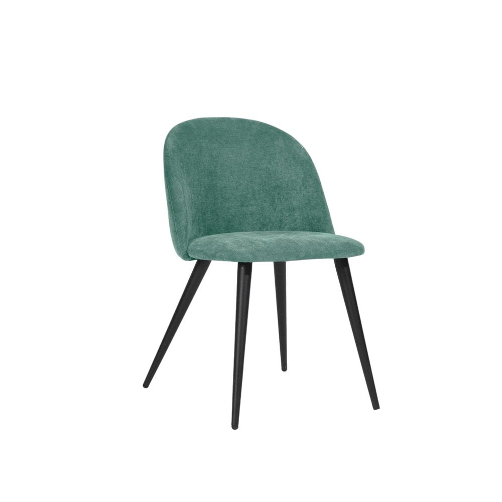Set of Two Green and Black Upholstered Fabric Dining Side Chairs