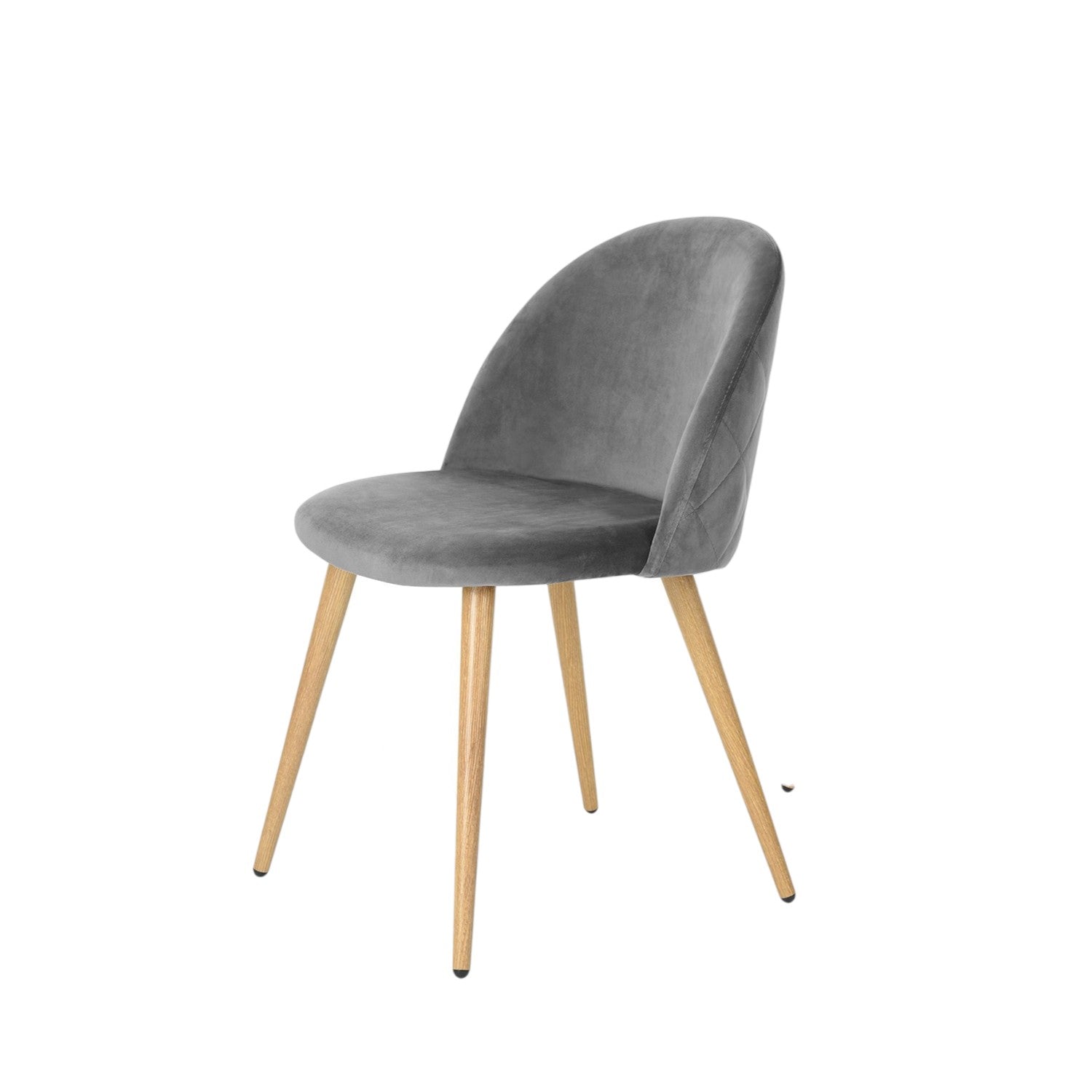 Set of Two Gray and Oak Velvet and Metal Dining Side Chairs