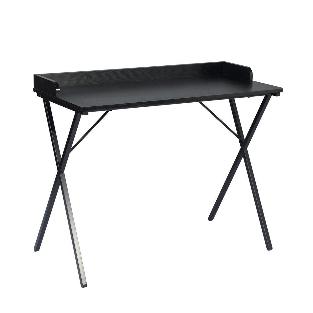 39" Black Wood and Metal X-Shape Computer Desk