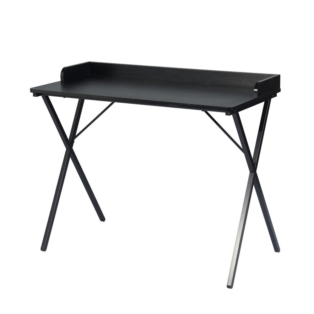 39" Black Wood and Metal X-Shape Computer Desk