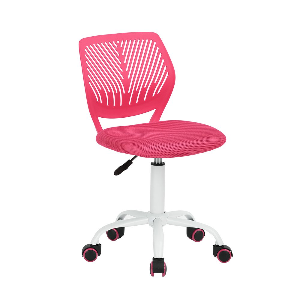 Baby Pink and White Adjustable Height Swivel Rolling Office Chair