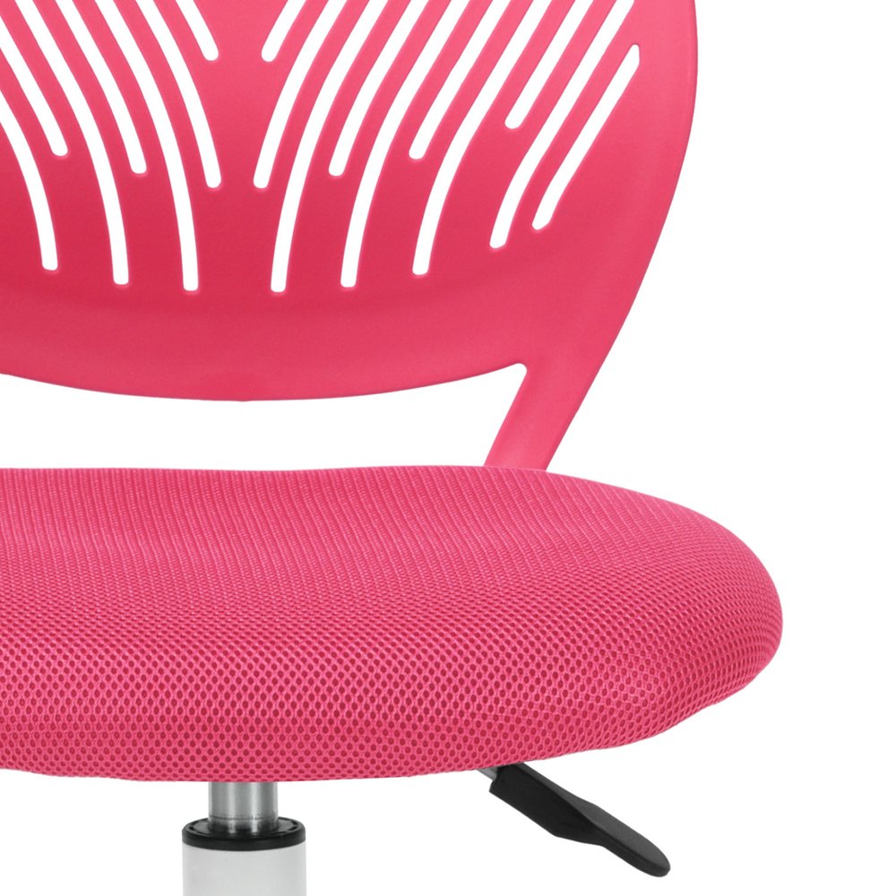 Baby Pink and White Adjustable Height Swivel Rolling Office Chair