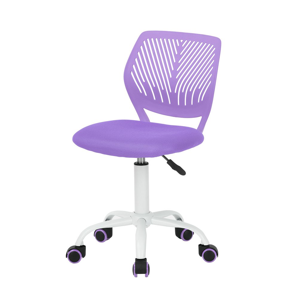 Baby Pink and White Adjustable Height Swivel Rolling Office Chair