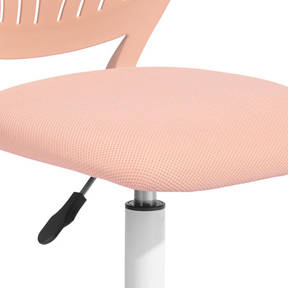 Baby Pink and White Adjustable Height Swivel Rolling Office Chair