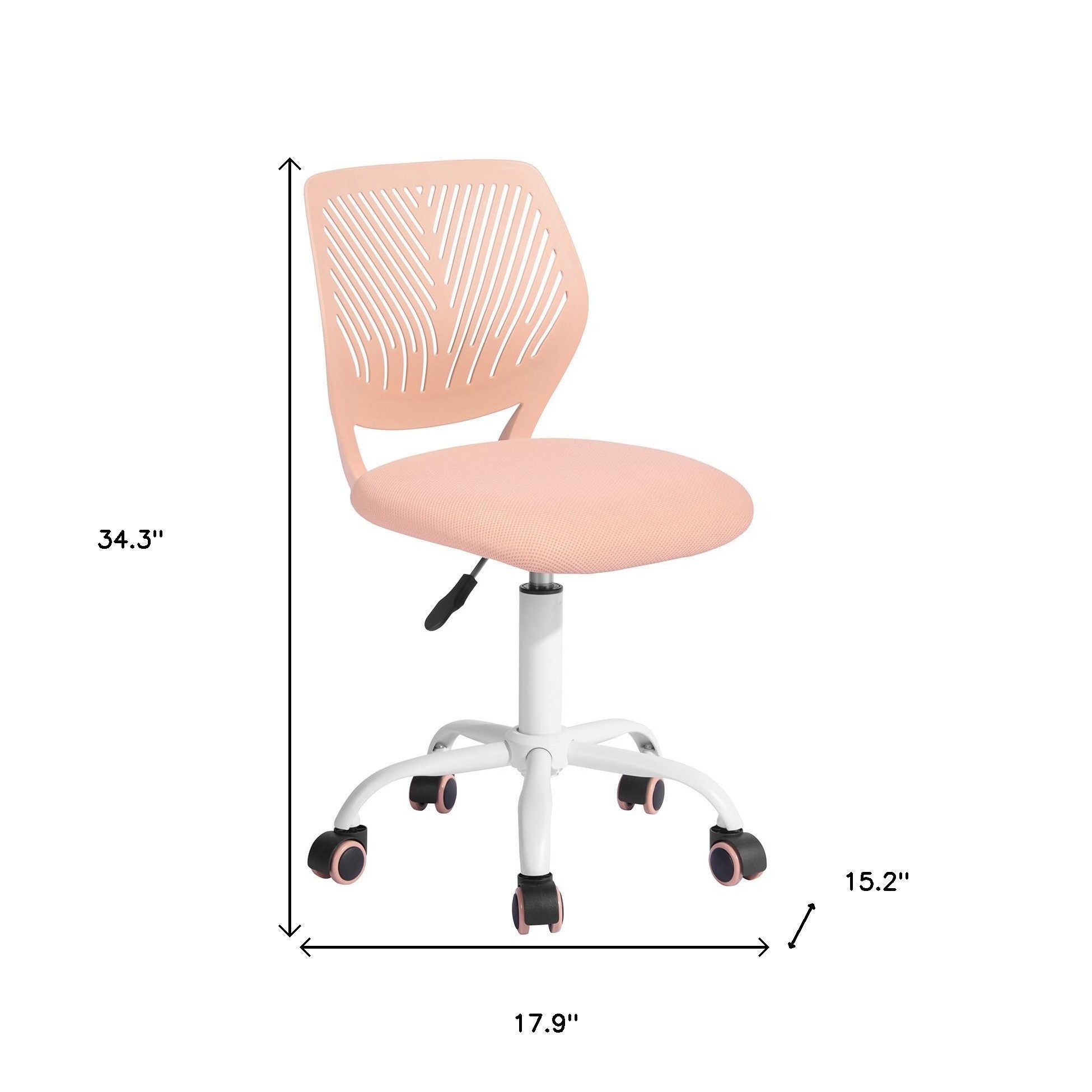 Baby Pink and White Adjustable Height Swivel Rolling Office Chair