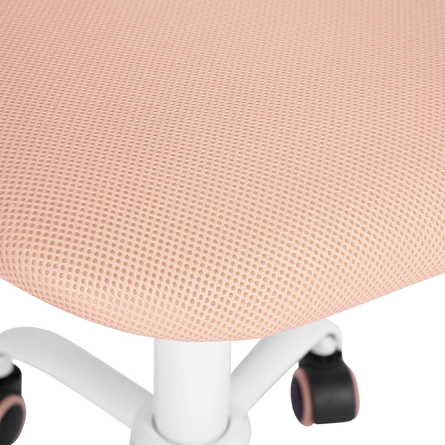 Baby Pink and White Adjustable Height Swivel Rolling Office Chair