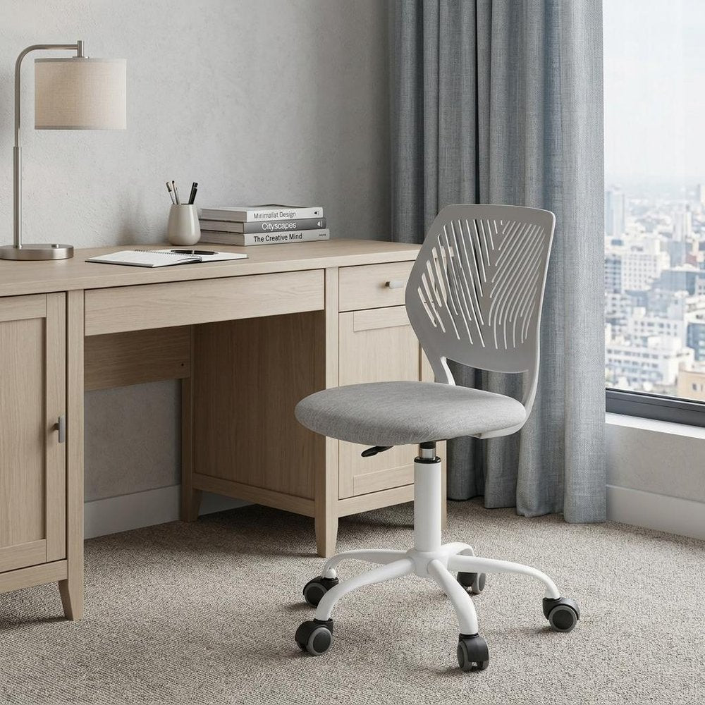 Gray and Black Adjustable Height Swivel Rolling Office Chair
