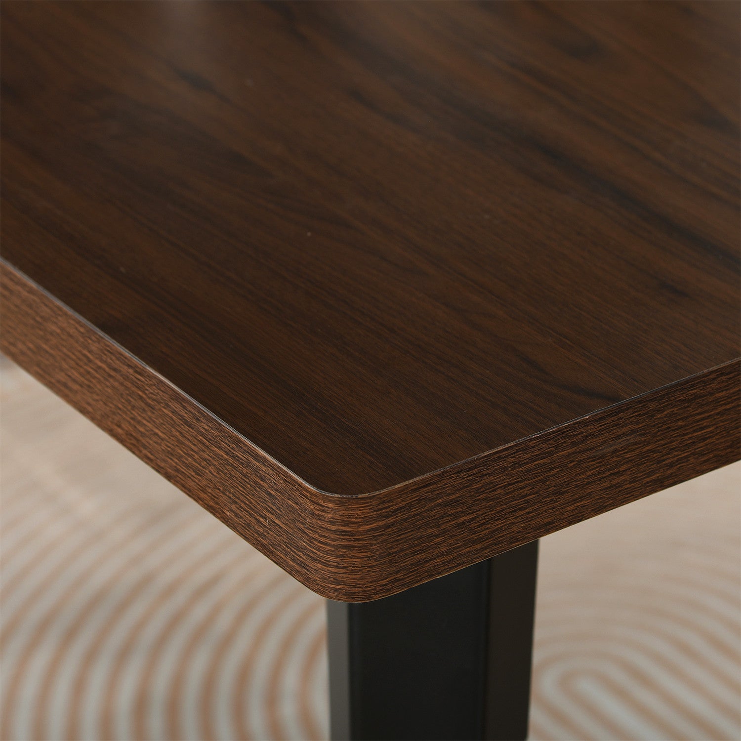 63" Dark Brown and Black Wood and Steel Dining Table