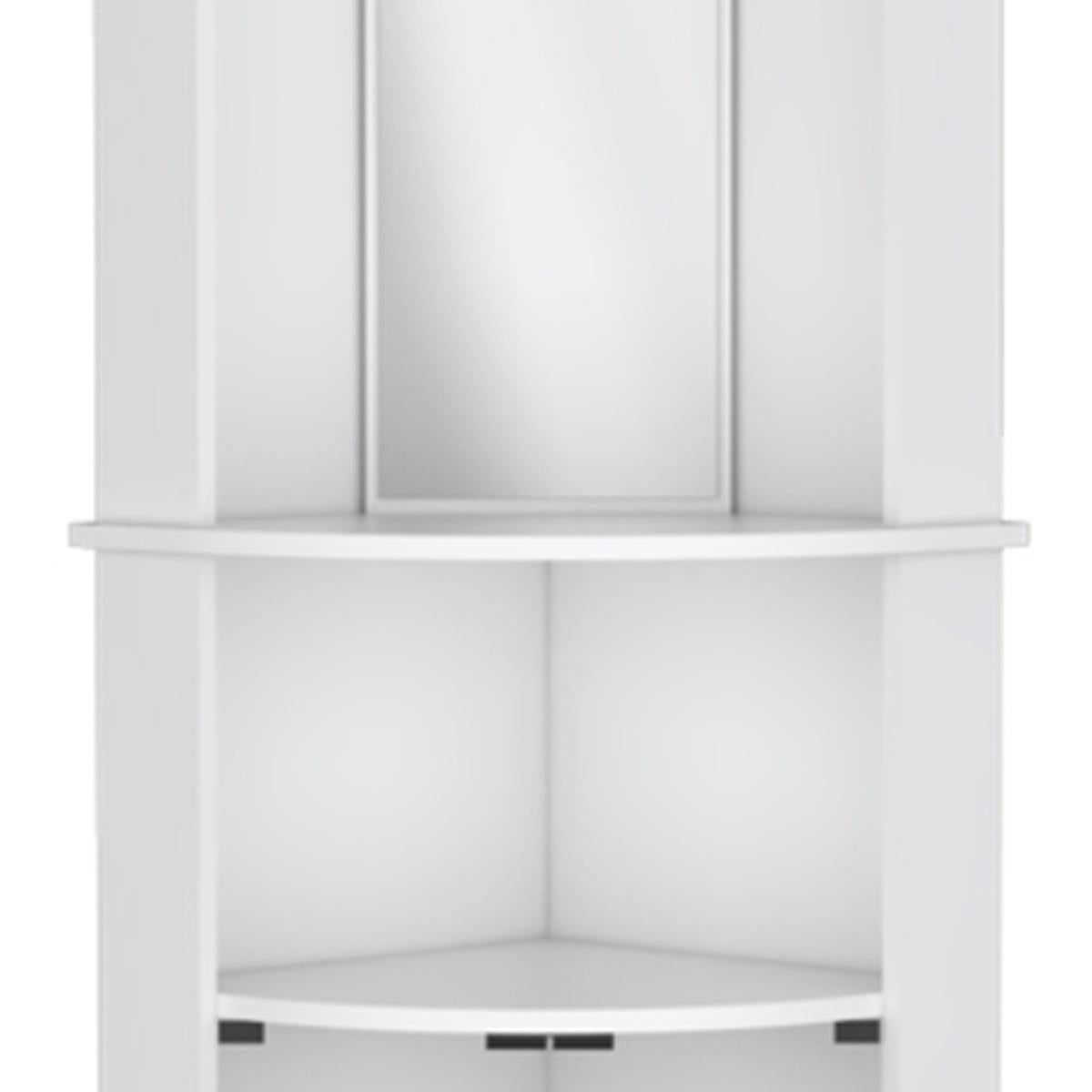 75" White Wood Corner Bar Cabinet With Three Shelves