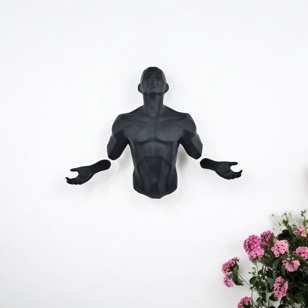 6" X 4" Black Resin Bursting Man Hanging Dimensional Sculpture