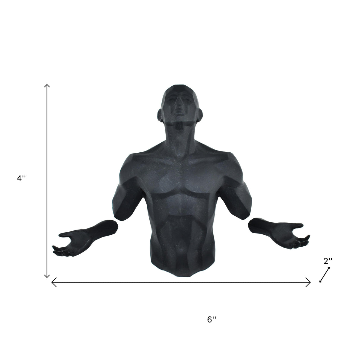 6" X 4" Black Resin Bursting Man Hanging Dimensional Sculpture