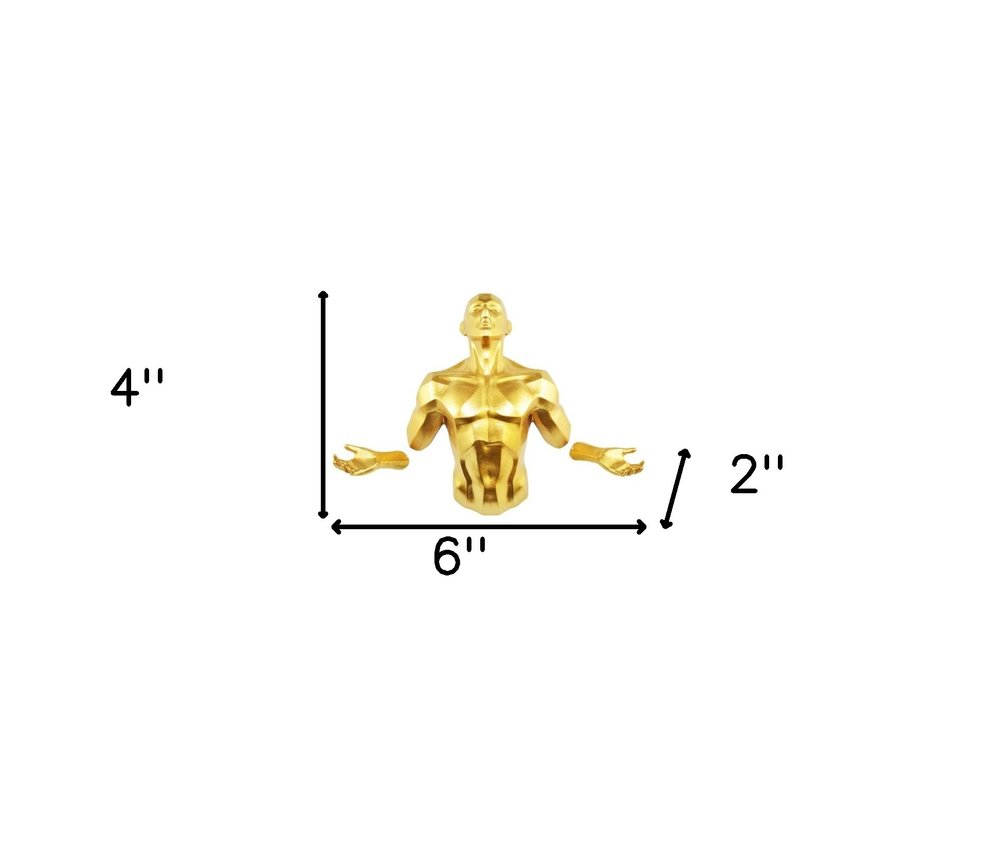 6" X 4" Gold Resin Bursting Man Hanging Dimensional Sculpture