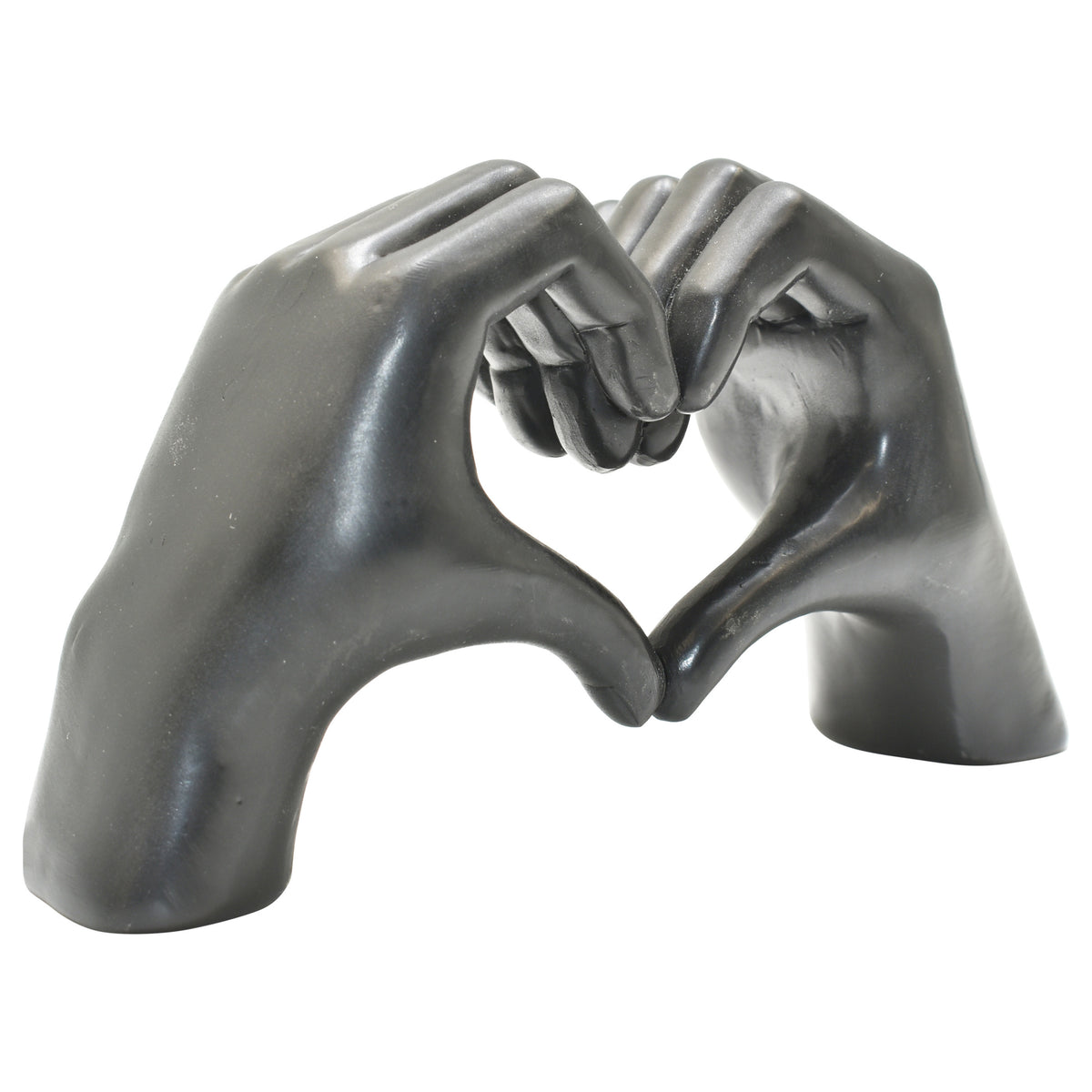 4" Black Resin Heart Hands Tabletop Sculpture