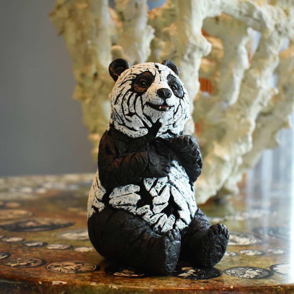 6" Black And White Resin Panda Tabletop Sculpture