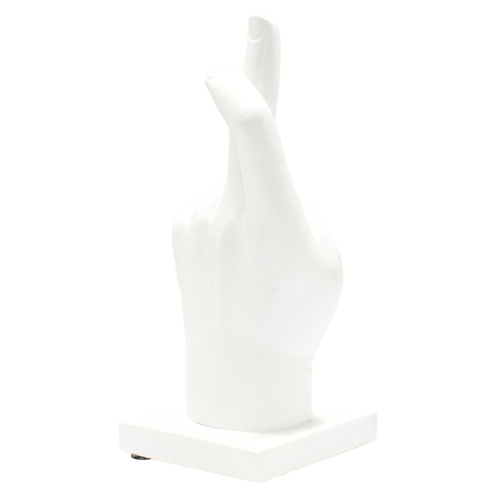Set of Three White Resin Hand Tabletop Sculpture