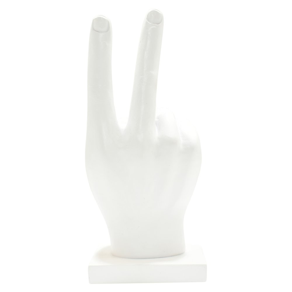 6" White Resin Hand Tabletop Sculpture