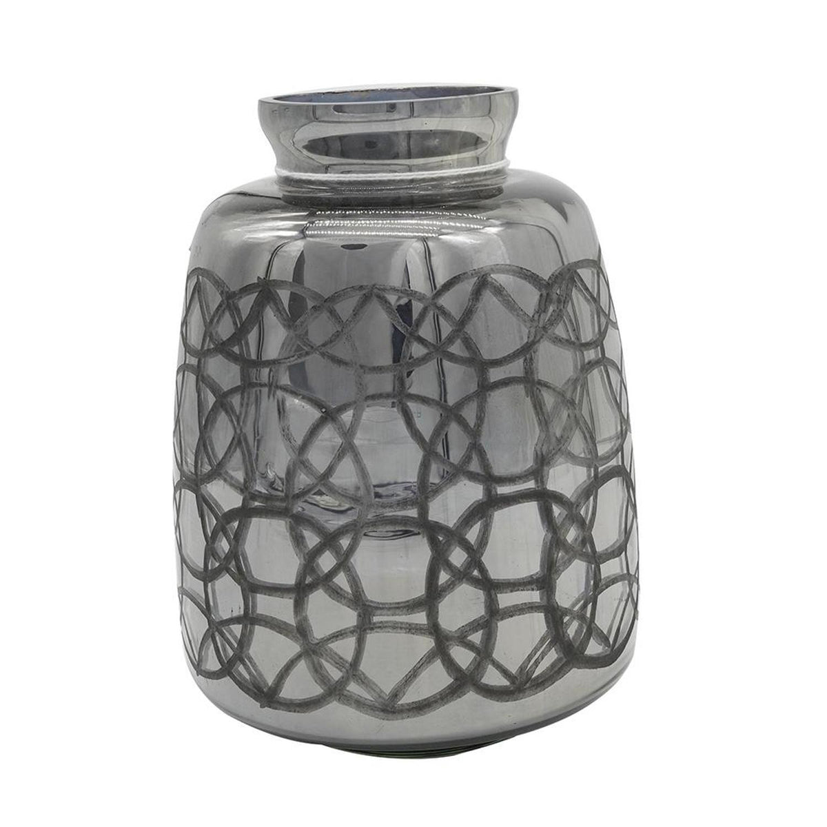 9" Dark Gray Geometric Etched Glass Table Vase
