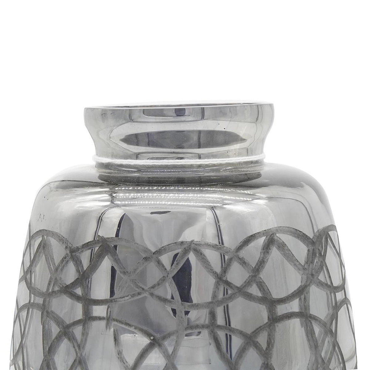 9" Dark Gray Geometric Etched Glass Table Vase