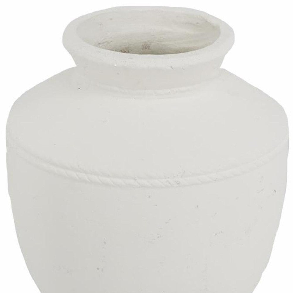 16" White Terracotta Round Jug Vase