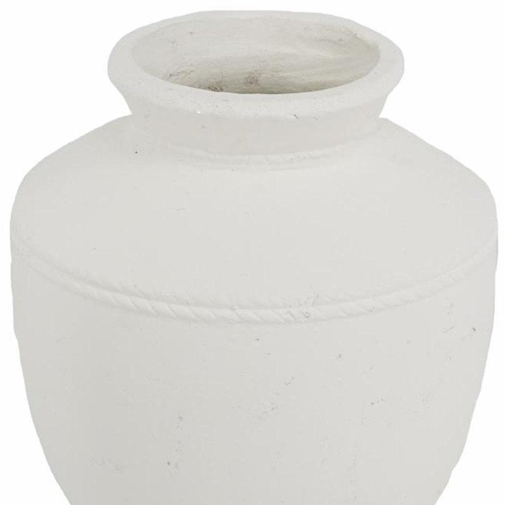 16" White Terracotta Round Jug Vase