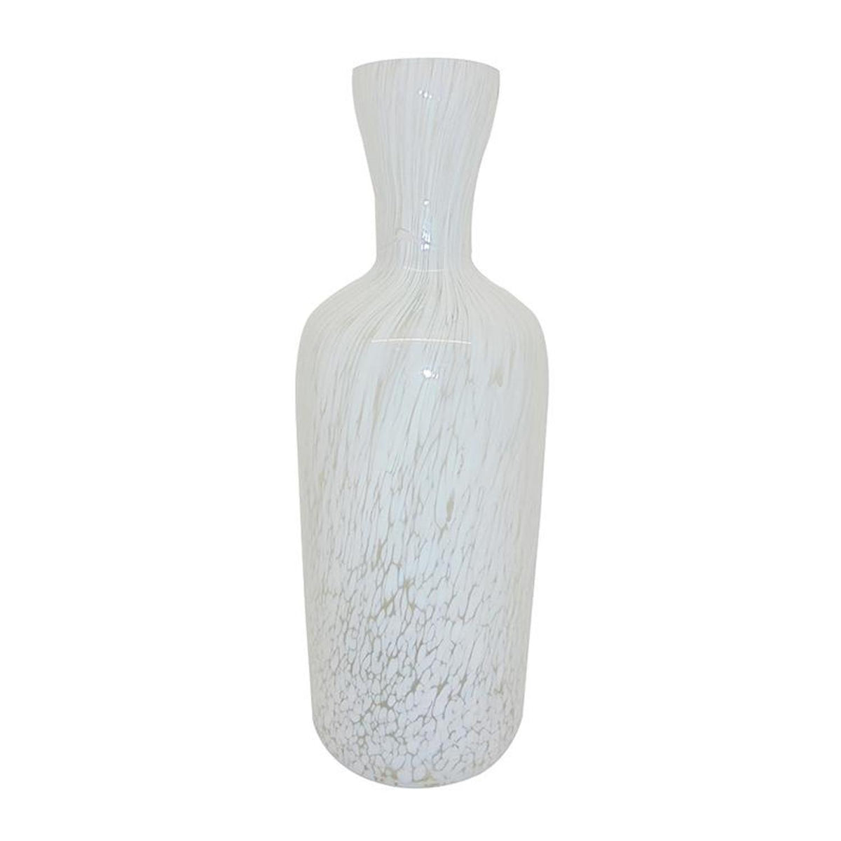 12" Opal Swirl Art Glass Cylinder Table Vase
