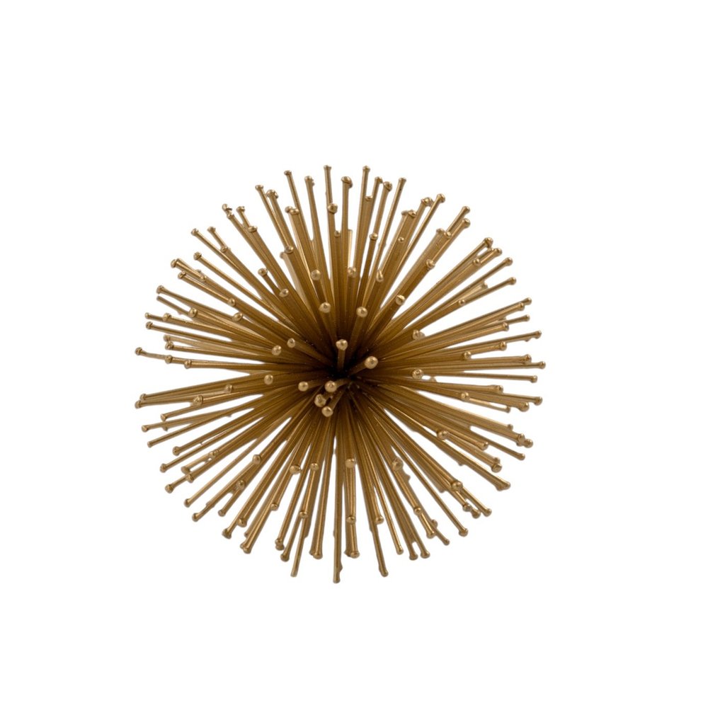 6" Gold Iron Urchin Decorative Orb Tabletop Sculpture