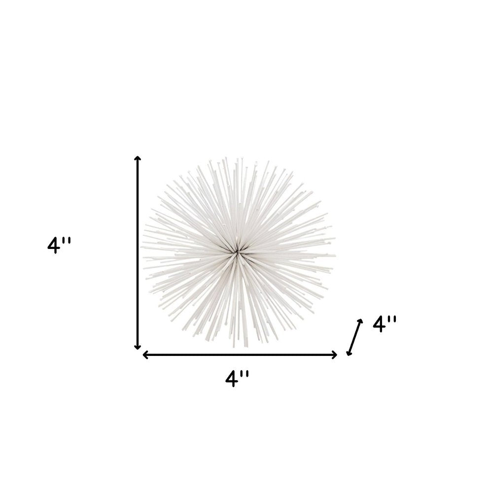 10" White Iron Decorative Orb Tabletop Sculpture