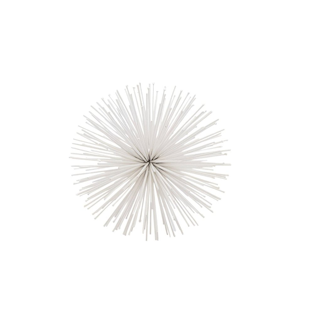 10" White Iron Decorative Orb Tabletop Sculpture