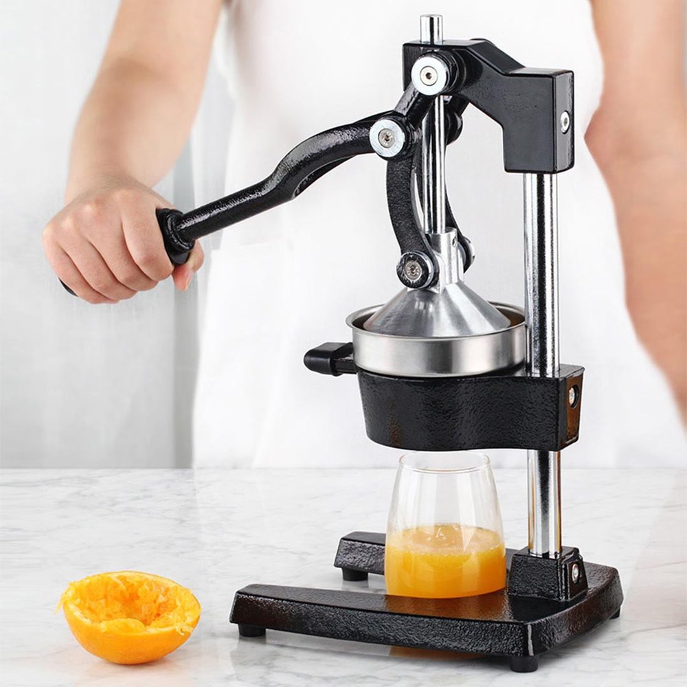 7" Black And Silver Stainless Steel Manual Juicer