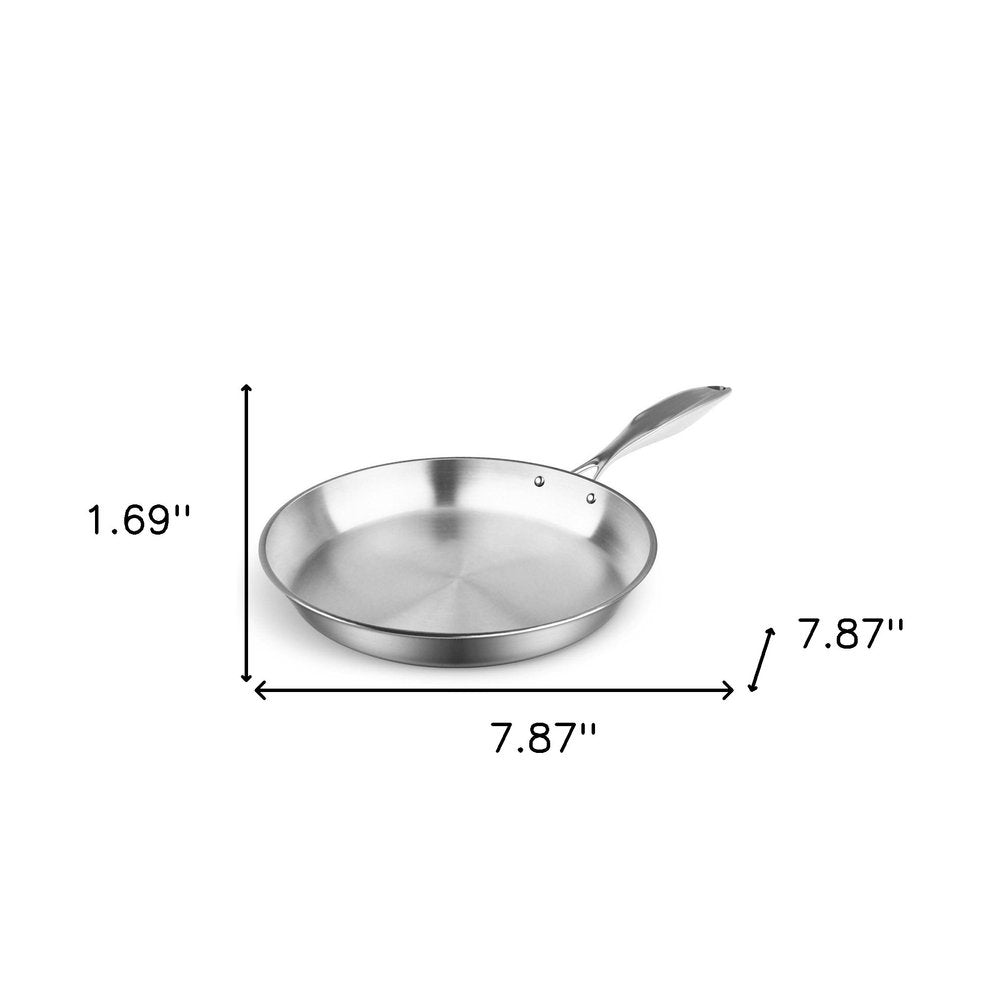 8" Silver Stainless Steel Frying Pan