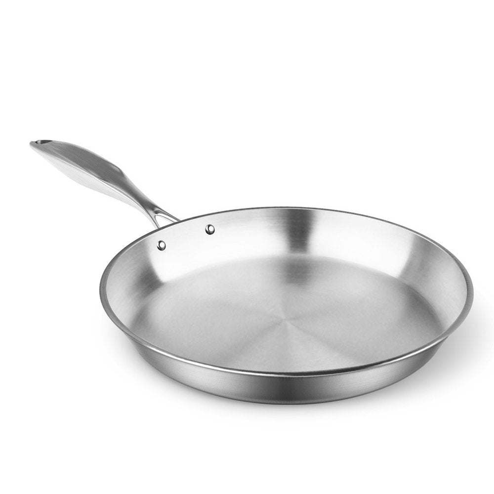 14" Silver Stainless Steel Frying Pan