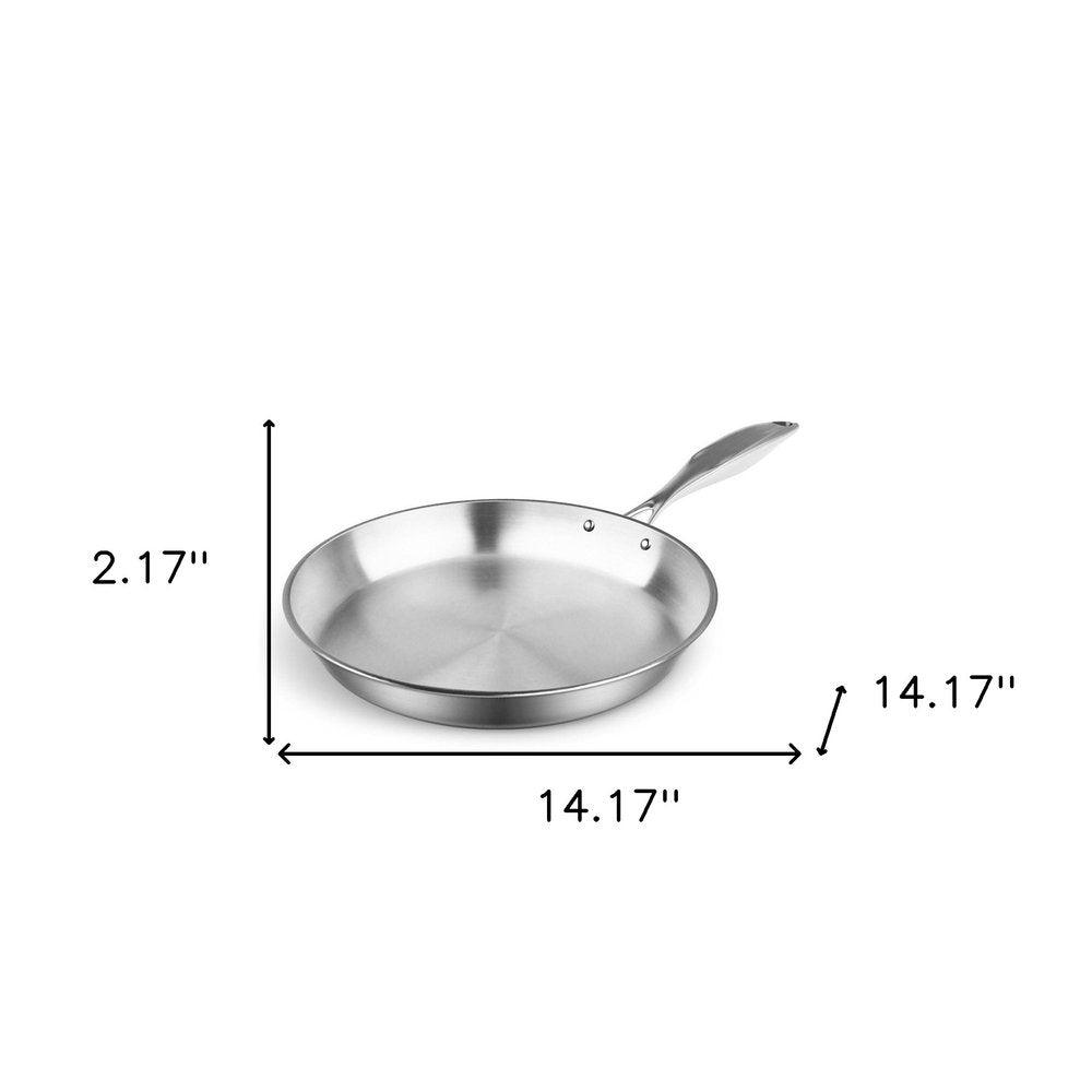 14" Silver Stainless Steel Frying Pan