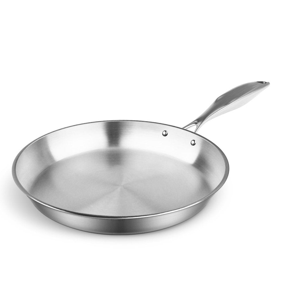 14" Silver Stainless Steel Frying Pan