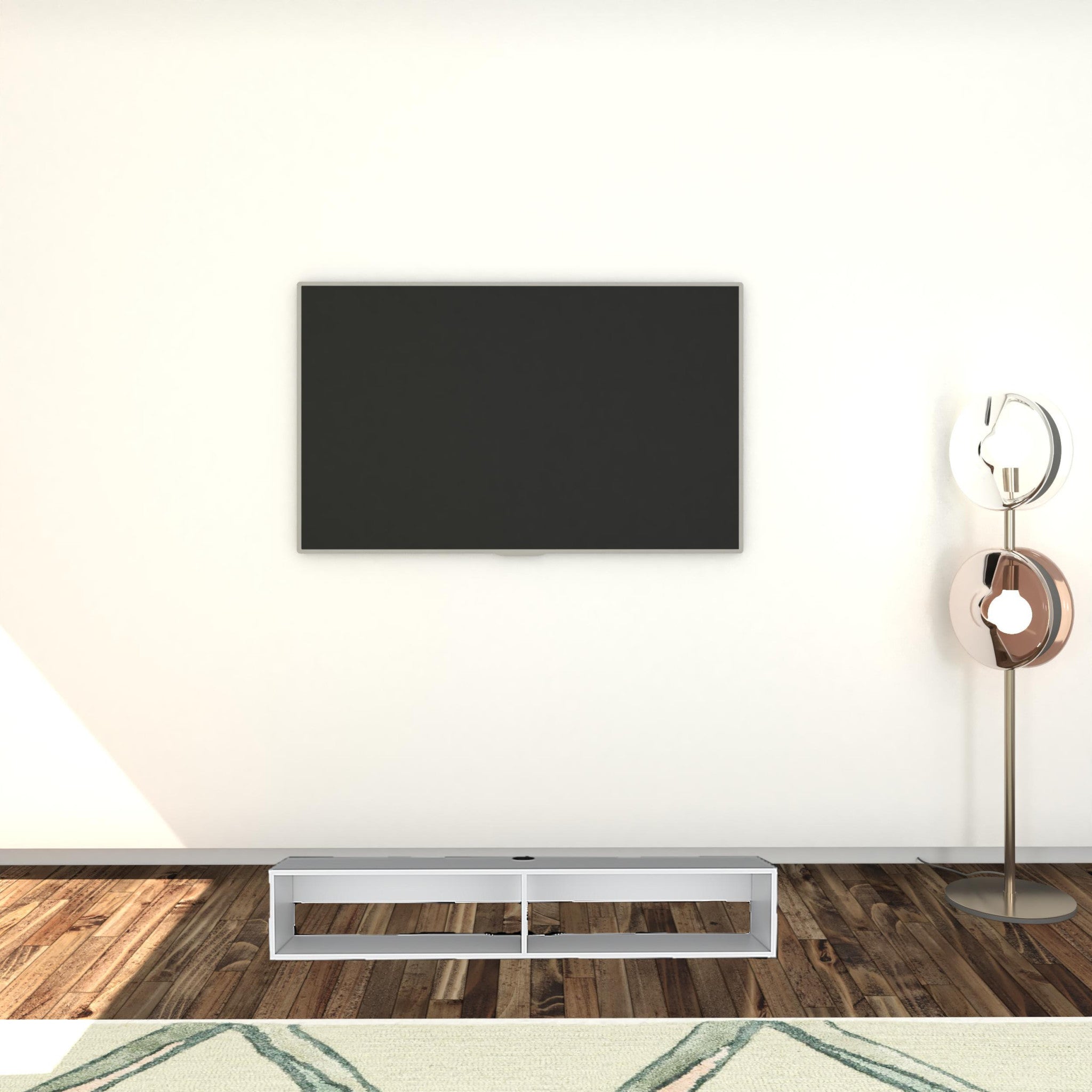 59" White Floating Mount TV Stand