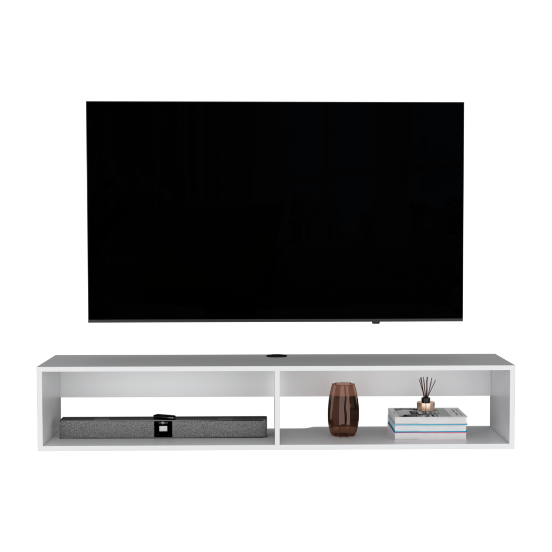 59" White Floating Mount TV Stand