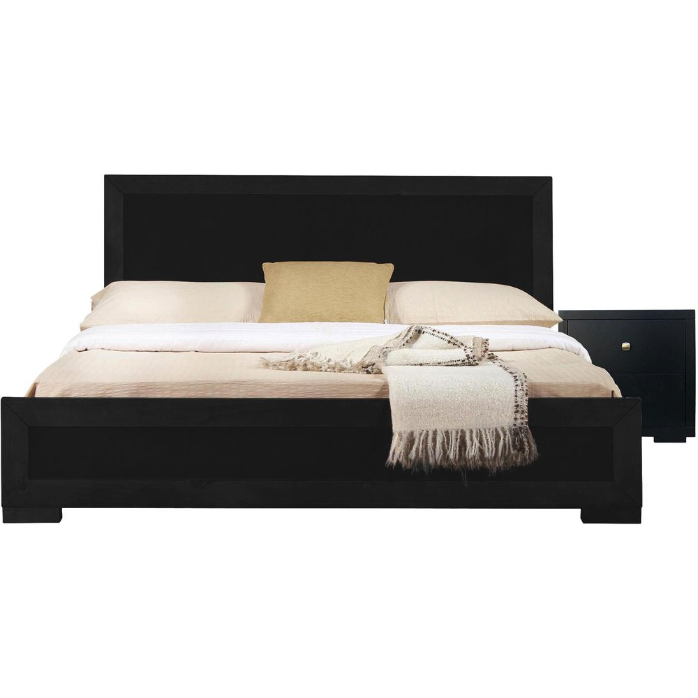 Two Piece Black Solid and Manufactured Wood Bedroom Set