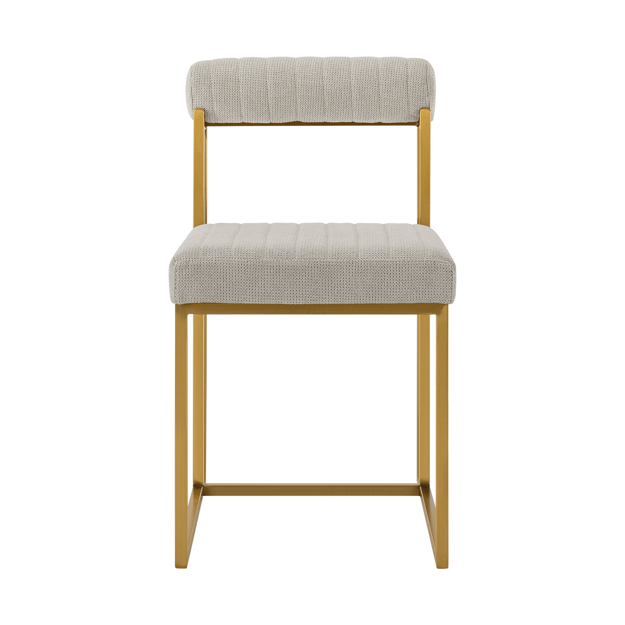 Set of Two Gray And Gold Upholstered Polyester Open Back Dining Side Chairs