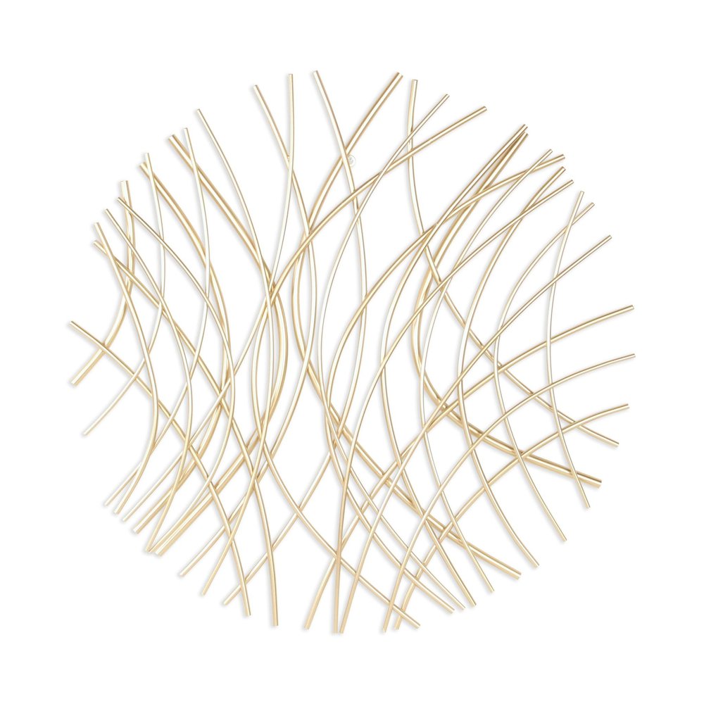 30" X 30" Gold Metal Circle Abstract Hanging Dimensional Sculpture