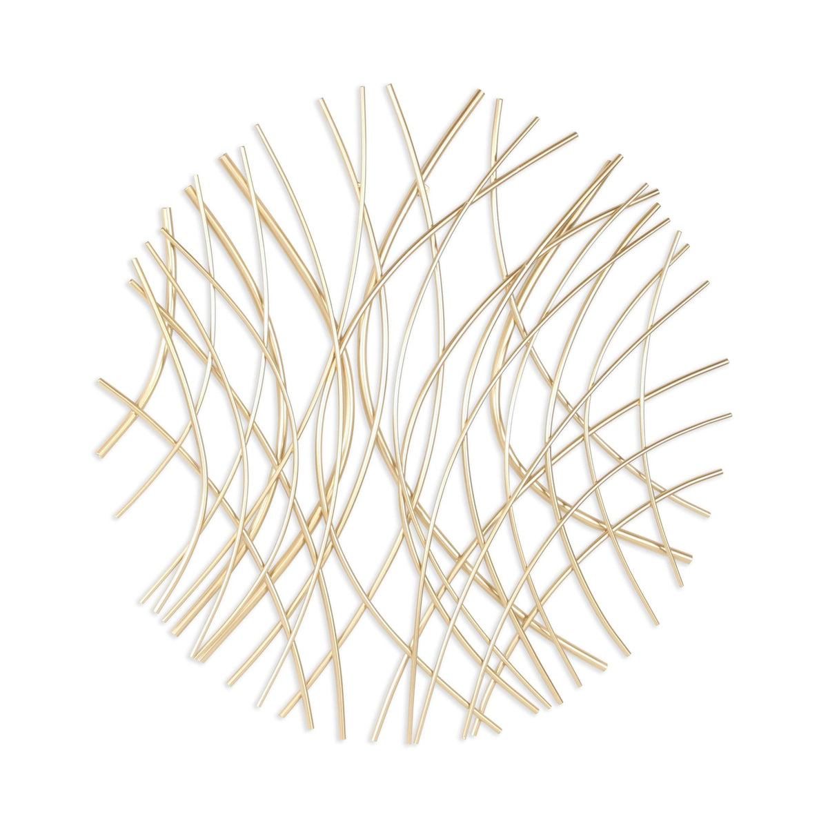 30" X 30" Gold Metal Circle Abstract Hanging Dimensional Sculpture