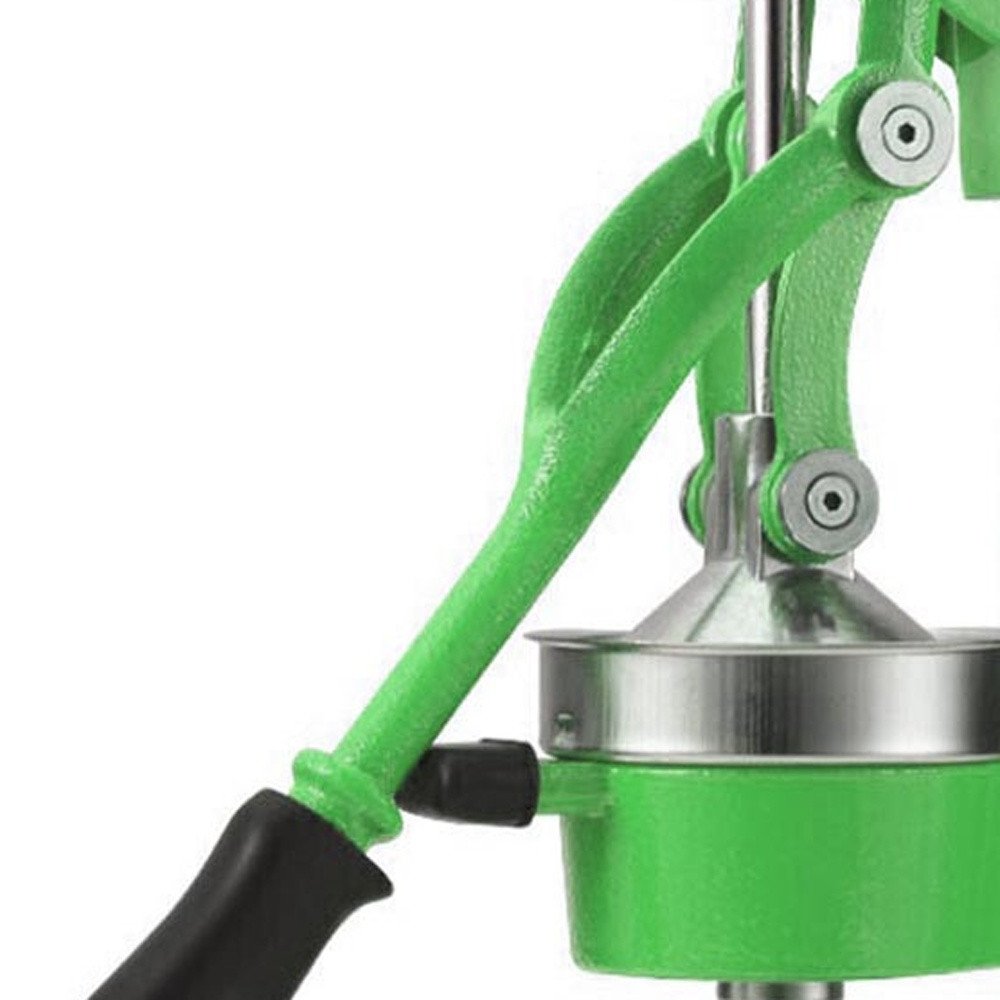 7" Green Silver And Black Stainless Steel Manual Juicer