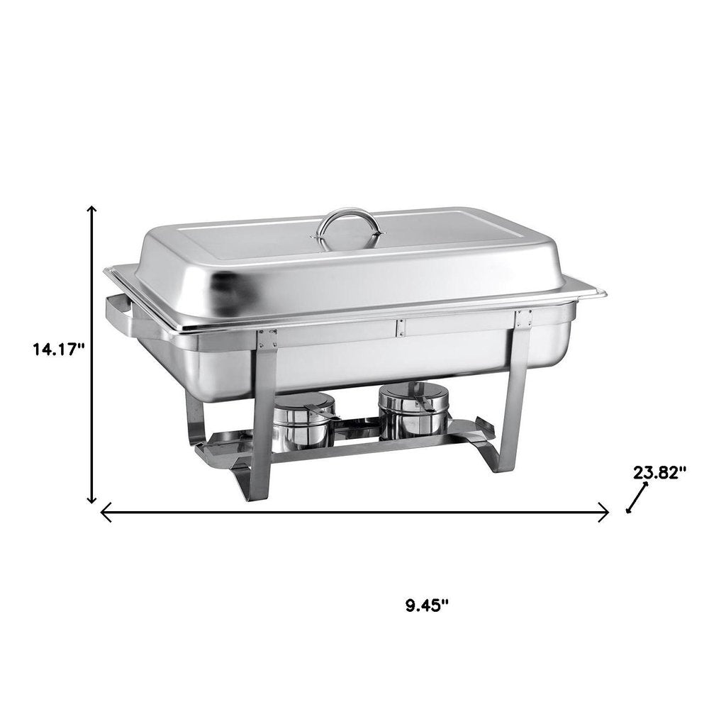 9" Silver Stainless Steel Chafing Dish With Stand