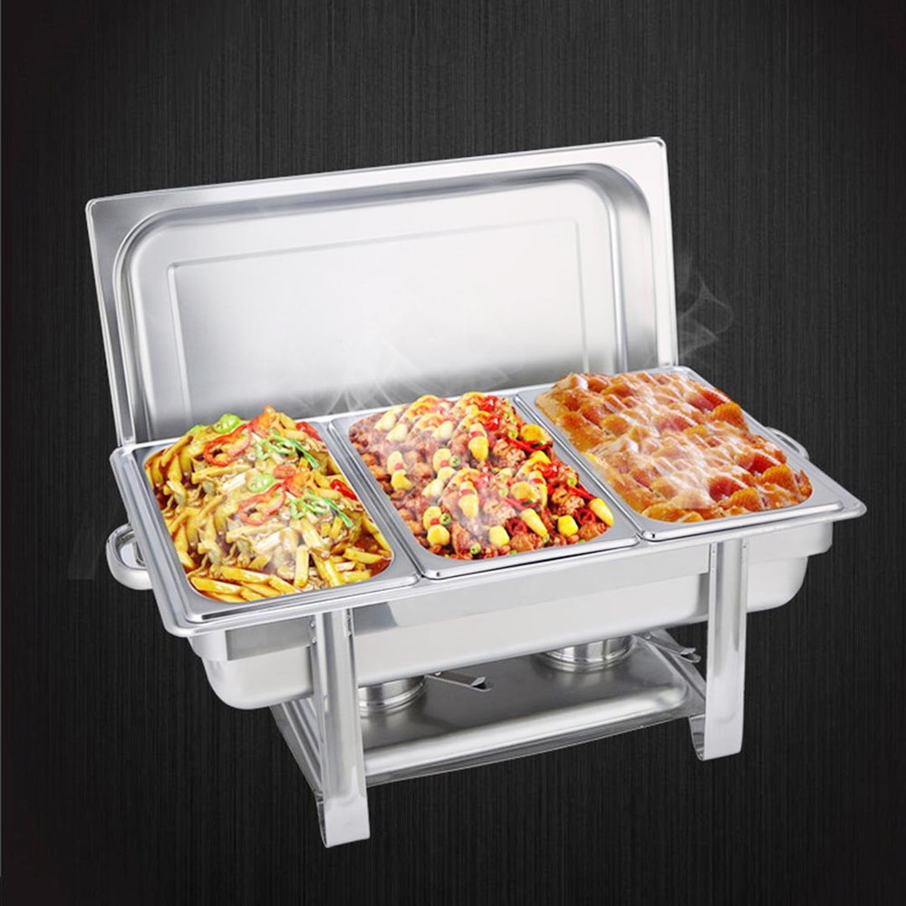 9" Silver Stainless Steel Chafing Dish With Stand